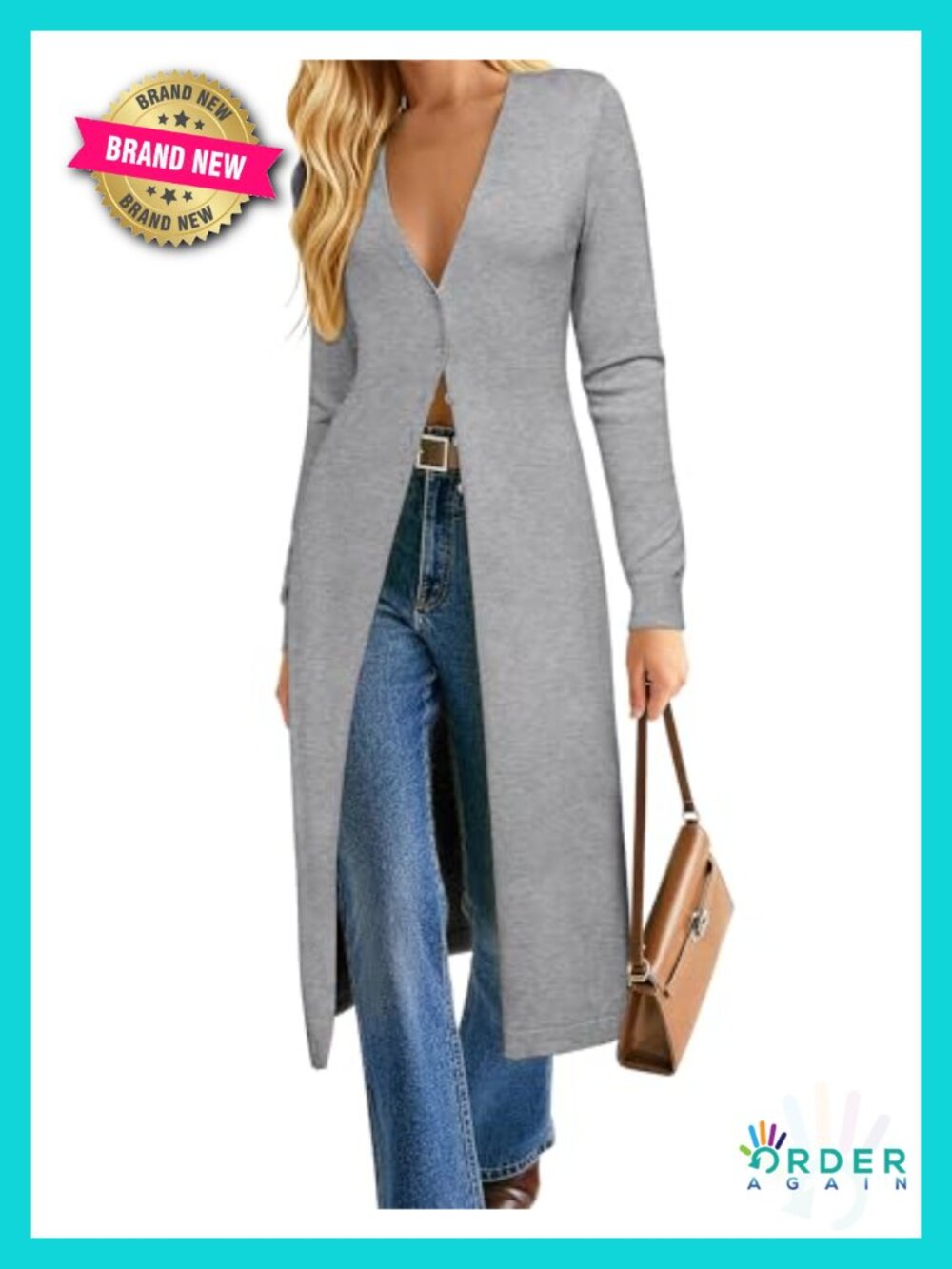 Lightweight Long Knit Duster Cardigan Button Up V-Neck Sweater Coat